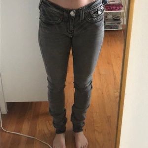 Gray True Religion Moto Skinny Jeans